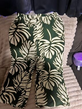 Lexbreezy Holiday Monstera Palazzo Pant Wide-Leg Pant 2XL